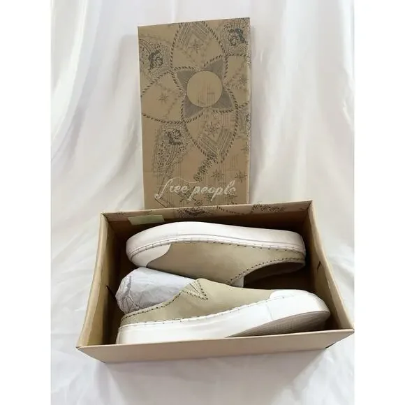 FREE People Juno‎ Slip On Sport Sneakers Cafe Suede Size 9 Beige Shoes - Picture 2 of 7